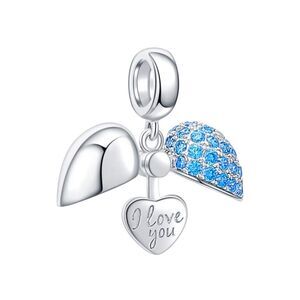 925 Topaz or Ruby I Love You Heart Charm